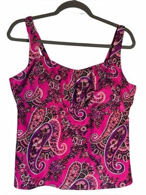 St. John's Bay Fuchsia Paisley Tankini Swim Top